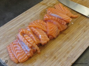 Geschnittener Lachs