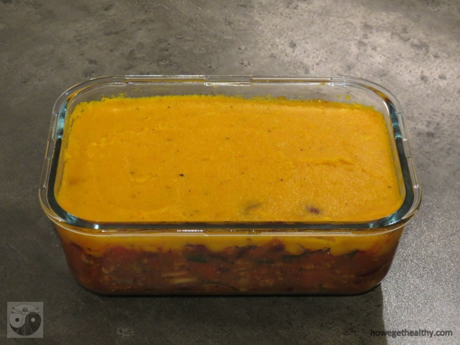 Cottage Pie mit Kürbishaube vor dem Backen