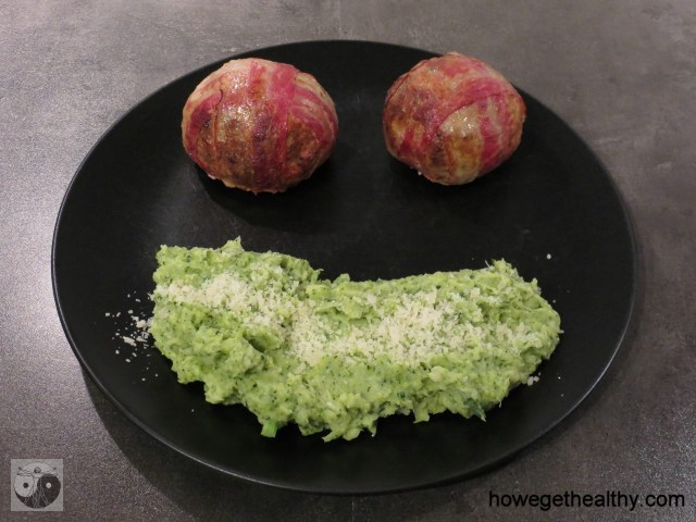 Blumenkohlbömbchen mit Brokkoli-Kartoffel-Stampf